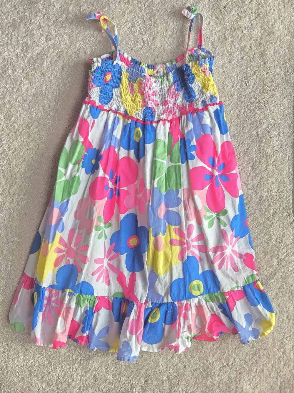 Mini Boden Floral Sundress in White, Pink, Blue, Yellow, Green